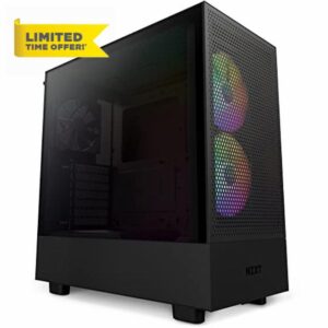 NZXT H5 Flow RGB Compact ATX Mid-Tower PC Gaming Case – CC-H51FB-R1 - High Airflow Perforated Front Panel – Tempered Glass Side Panel – Cable Management – 2 x F140 RGB Core Fans – Black