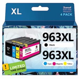 963XL Remanufactured Ink Cartridges Multipack Replacement for HP 963 963 XL for HP Officejet Pro 9010 Ink Cartridges for OfficeJet Pro 9020 9012 9013 9014 9018 9019 9022 (Black Cyan Magenta Yellow)