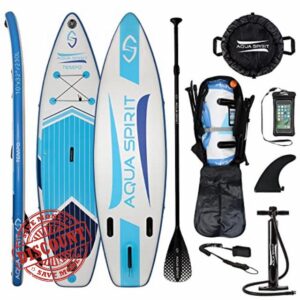 AQUA SPIRIT Inflatable Stand up Paddle Board SUP TEMPO Package | 10’6 x 32” x 6” | Adult Beginners/Experts | 120KG Limit | Paddle