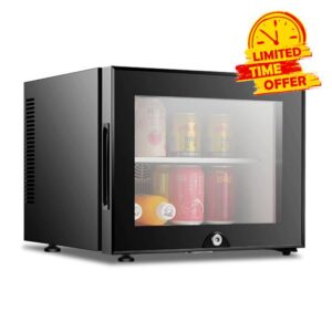 WaTsKY Mini Fridge Glass Door Soda Beer Wine Stainless Steel Low Noise Energy Saving Glass Door With Lock Fridge