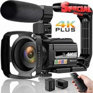 PEAWOLCY 4K Video Camera Camcorder Ultra HD 48MP WiFi IR Night Vision Vlogging Camera for YouTube