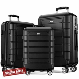 SHOWKOO Luggage Sets 3 Piece Hard Shell PC+ABS Expandable Lightweight Durable Travel Suitcase with Spinner Wheels TSA Lock