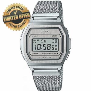 Casio Unisex's Lithium Quartz Watch with Stainless Steel Strap A1000MA-7EF