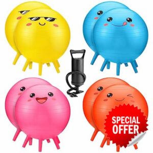 Chitidr 8 Pcs 18 Inch Kids Chair Ball Flexible Seating Classroom Kids Yoga Ball Chair with Alternative Seating Desk Ball for Elementary Students Balance Sitting Wiggle Bounce Child Daycare Exercise