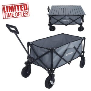 Rainberg Folding Trolley on Wheels & Table on Top Cart with Adjustable Handle & Cover Bag