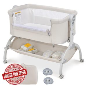 COSTWAY 3-in-1 Baby Bedside Crib