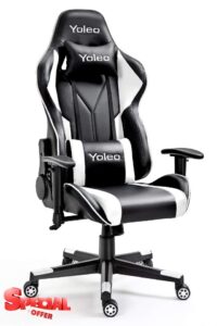 YOLEO Gaming Chair Ergonomic Computer Gaming Chair Adjustable Armrest High Back Office Chair Mute Casters Desk Chair with Lumbar Support and Headrest