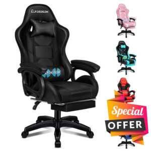 ELFORDSON Gaming Chair with 2-Point Massage Lumbar Support