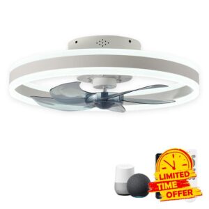 CHANFOK 20'' Smart Ceiling Fans With Lights Compatible with Alexa and Google Assistant