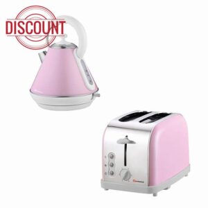 SQ Professional Breakfast Set 2pc Kettle 2200W & 2 Slice Toaster 900W (Dainty Appleblossom Pink)