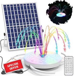 YEEREEN 12W RGB Light Solar Fountain is Equipped with 5000mAh Battery