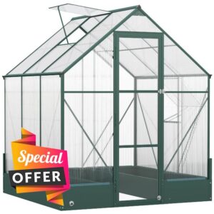 Outsunny Garden Walk-in Aluminium Greenhouse Polycarbonate with Plant Bed
