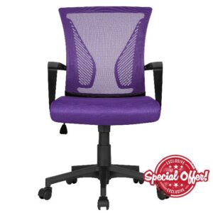 Yaheetech Purple Office Chair Executive Computer Chair Adjustable Desk Chair Study Chair with Comfortable Armrest and Thick Padded Seat for Home Work