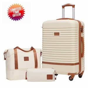 COOLIFE Suitcase Trolley Carry On Hand Cabin Luggage Hard Shell Travel Bag Lightweight with TSA Lock