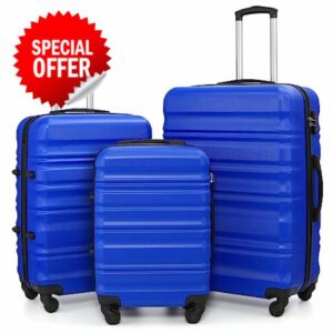 COOLIFE Suitcase Trolley Carry On Hand Cabin Luggage Hard Shell Travel Bag Lightweight with TSA Lock and 2 Year Warranty Durable 4 Spinner Wheels (3 Pcs Set