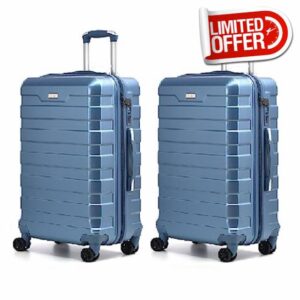 RMW Suitcase Cabin Size| Hard Shell | Lightweight | 4 Dual Spinner Wheels | Trolley Luggage Suitcase | Cabin 20" Carry on Luggage | Combination Lock (Ice Blue