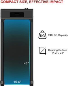 Under Desk Treadmill Portable Walking Running Machine with Remote Control and LED Display for Home Office Gym Use