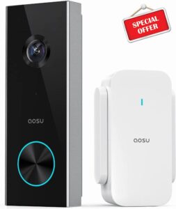 AOSU Video Doorbell Wireless HD 2K Doorbell Camera with Chime