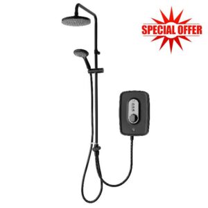Triton Showers Danzi DuElec™ | Shower Electric | 9.5 KW I Black I Electrical Showers | with Rainfall Showerhead and Anti Twist Hose | Best Electric Shower Units for Bathrooms            [Energy Class A]