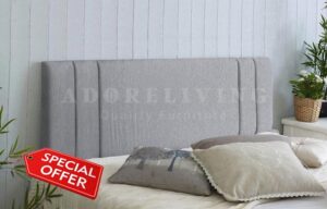 Divan Bed Headboard Rio Padded Chenille Fabric with Supplied Struts and Bolts (Light Grey