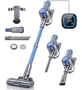 BuTure Cordless Vacuum Cleaner 450W/33Kpa Red Stick Vacuum Cleaner with Rechargeable Wall Mount, ...