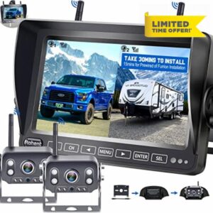 Rohent Wireless Reversing Camera Bluetooth - HD 1080P DVR 7 Inch Monitor Rear View Camera Stable Digital Signals Wide Angle Super Night Vision for Caravan Motorhome Camper Van Trailer - R8