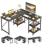 Bestier L Shaped Desk with Shelves Reversible Corner Desk 240CM Industrial Long Table Stable Desk...