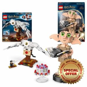 LEGO Harry Potter Display Bundle: Includes Hedwig (75979) and Dobby the House-Elf (76421) Characters