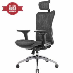 SIHOO Ergonomic Office Chair Mesh Desk Chair with Adjustable Lumbar Support 3D Armrests Breathable High Back Computer Chair (Black)