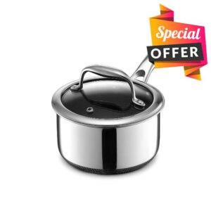 HexClad Hybrid Nonstick 1-Quart Saucepan with Tempered Glass Lid