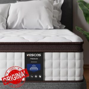 KESCAS 3FT Memory Foam Hybrid 30cm Single Mattress - Heavier Coils for Durable Support - Pocket Sprungs for Motion Isolation - Pressure Relieving - Medium Firm - Made in Century-Old Factory