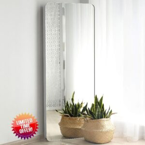 Upland Oaks Large Full Length Body Mirror for Floor & Wall in Bedroom - 165 x 54 cm Metal Frame - Big & Tall Long Mirror for Leaning - Full Length Wall Mirror Size (Silver