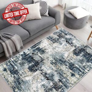 Vamcheer Machine Washable Rugs for Living Room - Modern Soft Faux Short Pile Area Rugs for Bedroom Dining Room Abstract Carpet for Office Kitchen Non Slip Non Shedding
