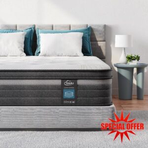 TeQsli Gel Memory Foam Pocket Sprung 4FT6 with Breathable Soft Fabric