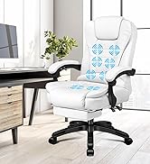 ELFORDSON Massage Office Chair for Home Office, Executive Desk Chair 77 cm High Back 150° Recline...