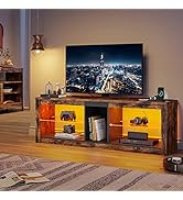 Bestier TV Stand Cabinet 140CM Modern TV Unit with Glass Shelf RGB LED Lighted for 65