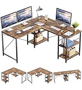 Bestier L Shaped Desk with Power Outlets Small Corner Desk with Shelves 120CM Reversible Computer...