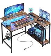 Bestier Corner Desk with USB Charging Port and Socket, 132 cm Gaming Table L Shape, Large Desk wi...