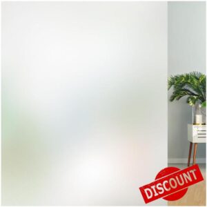 Lifetree Frosted Window Film Privacy: Opaque Window Film for Glass Windows Self-Adhesive Sun Blocker Anti UV Window Frosting Film Static Cling Films for Home Office Bathroom (Frosted