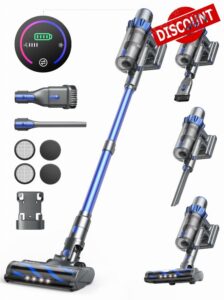 Buture Pro Cordless Vacuum Cleaner 450W/33Kpa Powerful Stick Vacuum with Intelligent Auto Mode