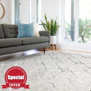 Lord of Rugs Modern Abstract Shiny Luxury Marble Design Silver Grey Carpet Rug Lattice AU11