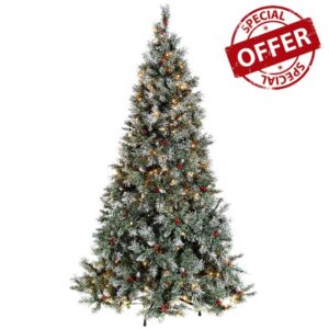 WeRChristmas Pre-Lit Scandinavian Blue Spruce Christmas Tree with 400 Chasing Warm LED Lights