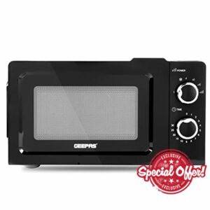Geepas 700W Solo Manual Microwave | 20L Solo Microwave Oven with 5 Power Levels | Reheating