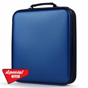 DVD Storage Case CD Holder:Blue CD-Organizer Portable 160 Large Capacity CD Disc Folders Hard Plastic DVD Wallet Box Disk Album Protective CD Binder Travel Multi Zipper CD Booklet Carrie