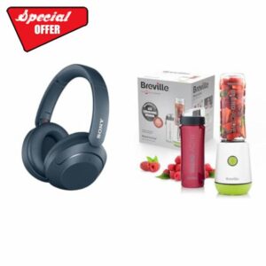 Sony WH-XB910N EXTRA BASS™ Noise Cancelling Wireless Headphones - Blue & Breville Blend Active Personal Blender & Smoothie Maker | 350W | 2 Portable Blend Active Bottles