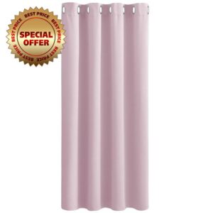 PONY DANCE Pink Eyelet Curtain - Short Window Thermal Room Darkening Curtain Baby Girls' Room Decor Panel for Privacy & Noise Reduce