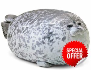 Blivener Chubby Blob Seal Pillow Stuffed Cotton Plush Animal Toy Cute Ocean Pillow Pets Grey Small