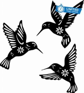 JSWLYWMTPJ 3 Pieces Hummingbird Outdoor Metal Birds Wall Art Decor For Living Room Corridor Multi-Posture Hummingbird Metal Artwork