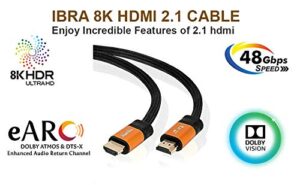 2m Ultra HD Lead High-Speed Cord 48Gbps Supports 8K@60HZ 4K@120HZ 4320p Compatible with Fire TV 3D Support Ethernet Function 8K UHD 3D-Xbox PlayStation PS3 PS4 PC - Orange