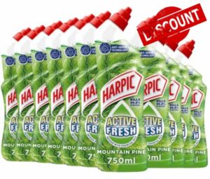 Harpic Active Fresh Toilet Cleaner Gel l Removes Limescale & Stains l Scent: Mountain Pine l Size: Pack of 12